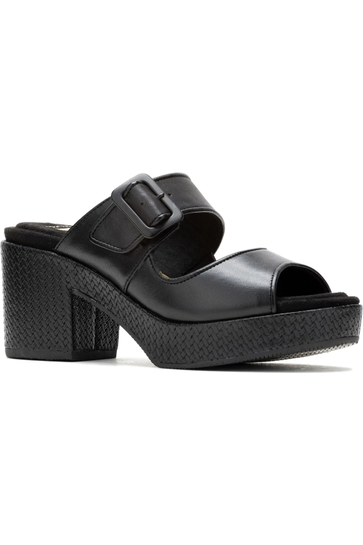 Hush Puppies - Poppy Buckle Slides in Black (wide fit)