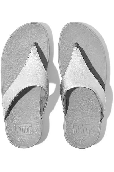 FitFlop Lulu Leather Toe Post silver