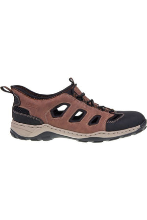 Rieker mens 08078-24 covered toe sandal in Tan