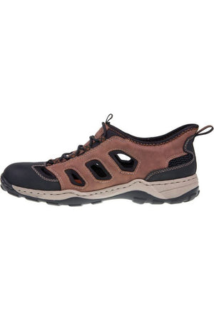 Rieker mens 08078-24 covered toe sandal in Tan