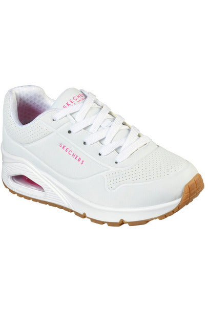 Skechers 310024L Uno Stands on Air in White/Hot pink