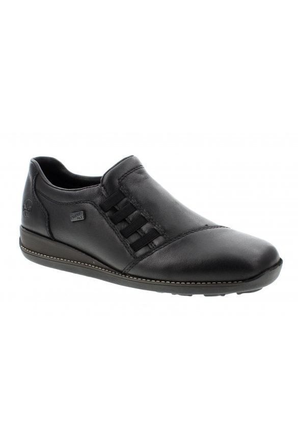 Rieker Shoes 44287-00 black slip on waterproof shoe