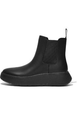 FitFlop F-Mode Flatform Chelsea Boots in black leather FH4-090