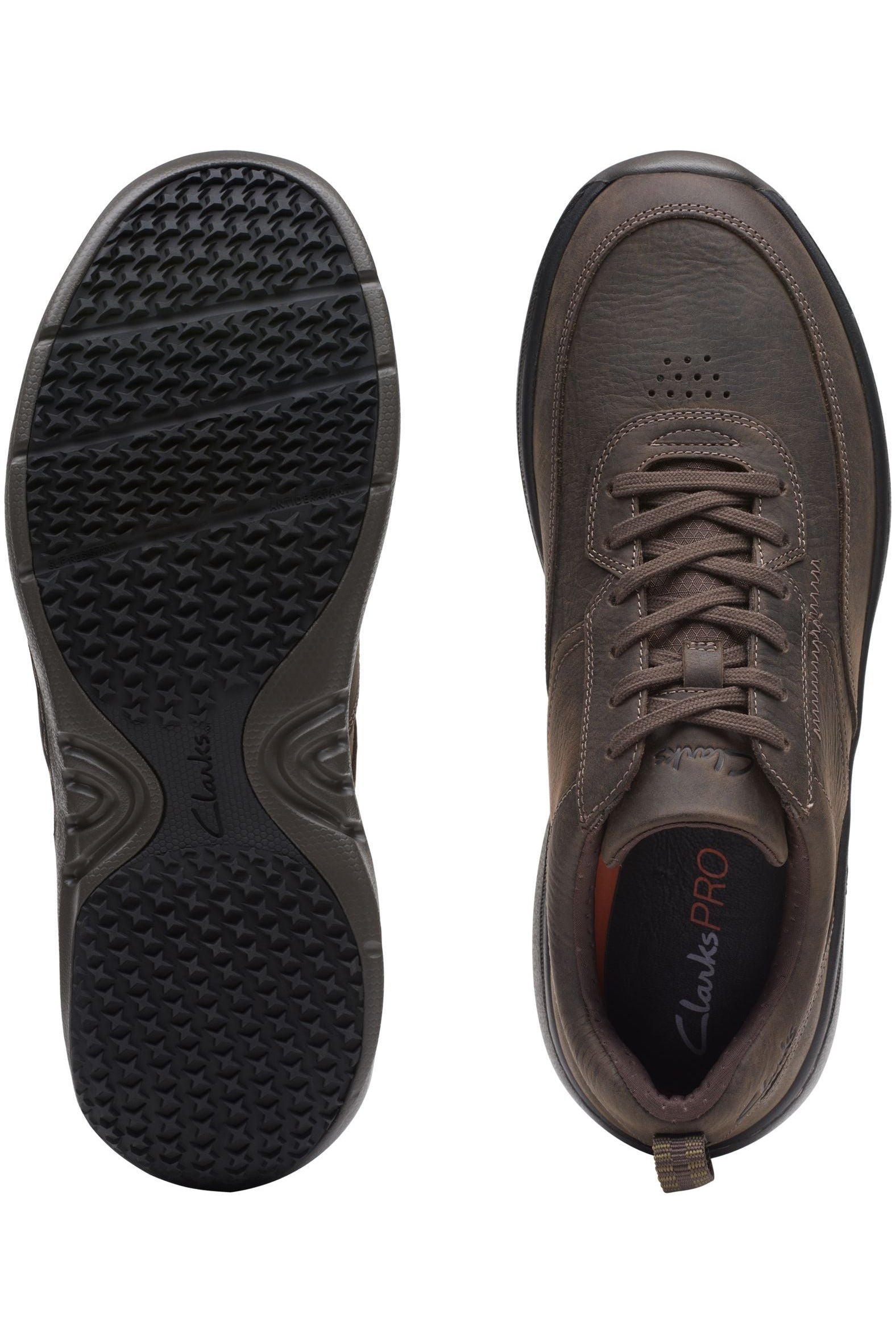 Clarks ClarksPro Lace in Dark Brn Tumble Extra Wide