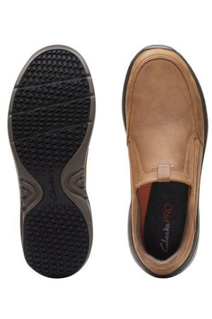 Clarks Mens slip on shoe Clarkspro Step in Beeswax Leather