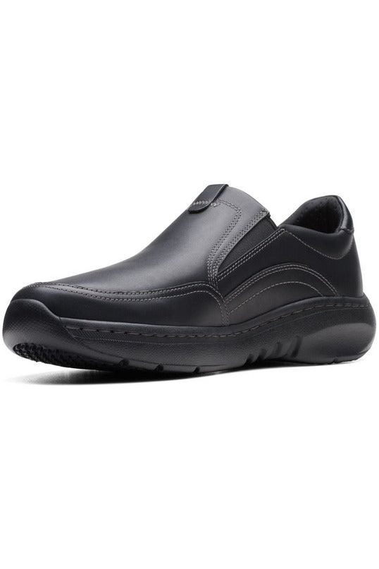 Clarks Mens slip on shoe Clarkspro Step in Black leather