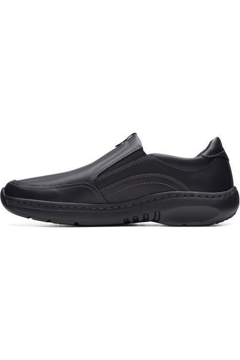 Clarks Mens slip on shoe Clarkspro Step in Black leather