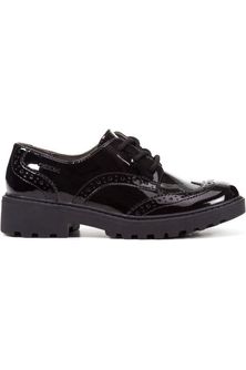 Geox J6420n School Shoes Casey black patent