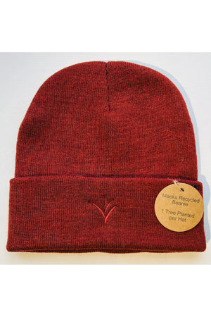 Meeks Recycled Beanie Hat in brick red