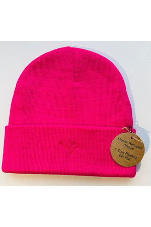 Meeks Recycled Beanie Hat in Hot Pink