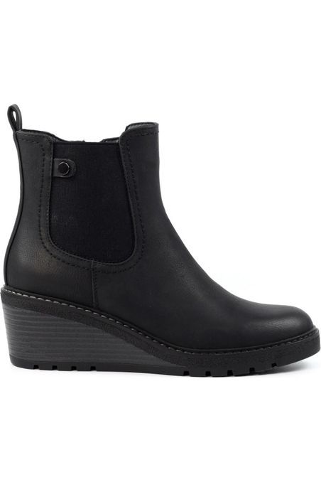 Lunar Tia Black Wedge Ankle Boot GLC003 JM Shoes Ltd