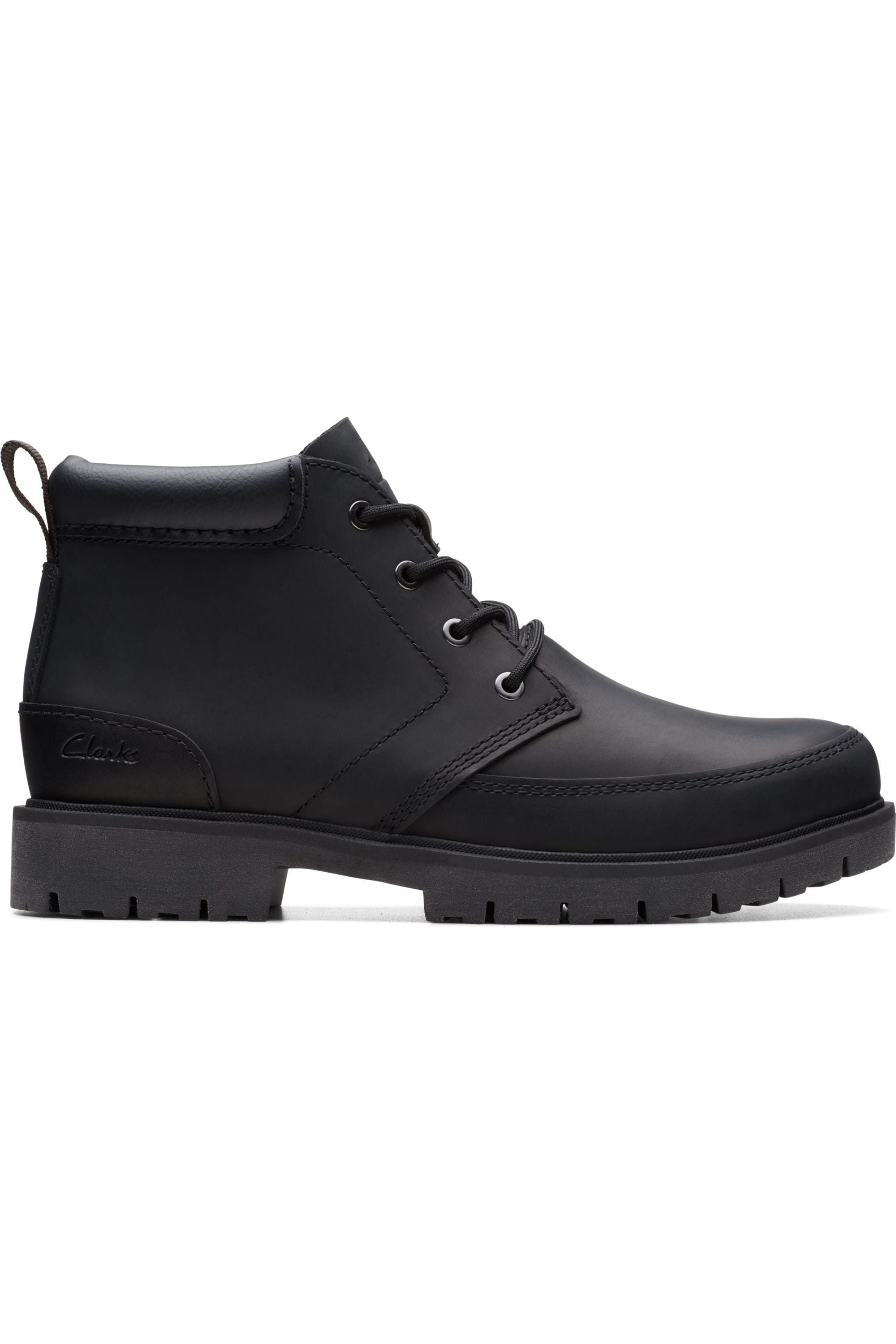 Clarks Mens Rossdale Mid in Black Leather