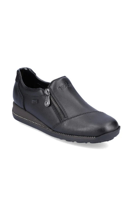 Rieker Ladies Shoes 44265-00 black slip on waterproof shoe