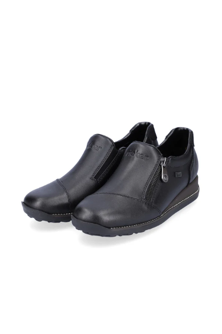 Rieker Ladies Shoes 44265-00 black slip on waterproof shoe
