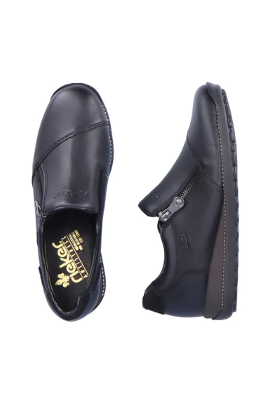 Rieker Ladies Shoes 44265-00 black slip on waterproof shoe