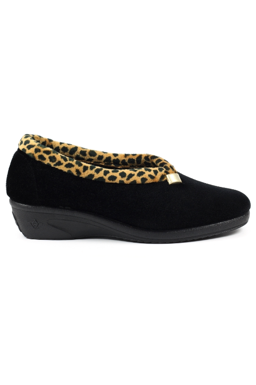 Lunar Paloma Black Ocelot Trim Slipper KLA005