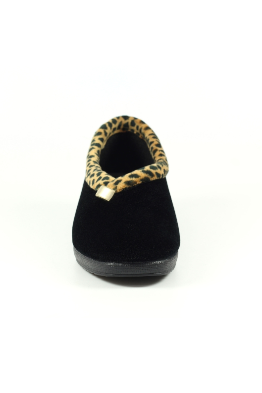 Lunar Paloma Black Ocelot Trim Slipper KLA005