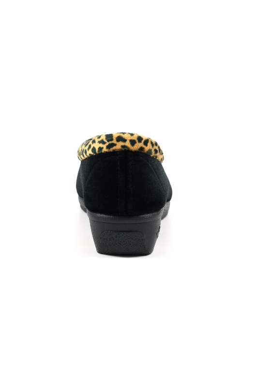 Lunar Paloma Black Ocelot Trim Slipper KLA005