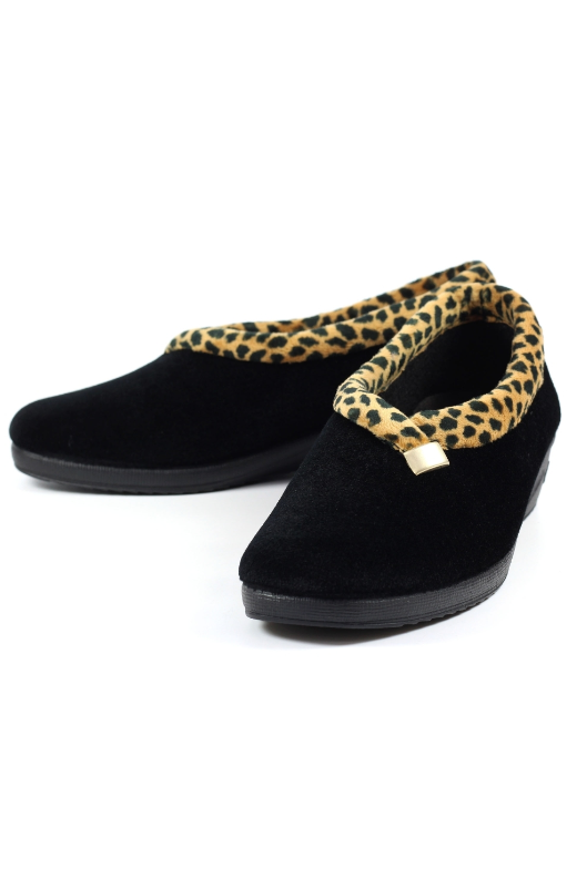 Lunar Paloma Black Ocelot Trim Slipper KLA005