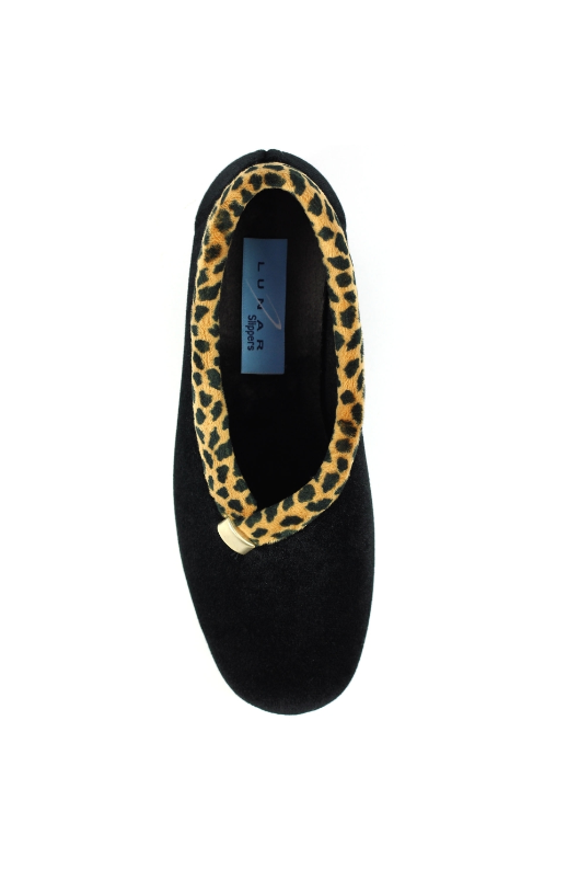 Lunar Paloma Black Ocelot Trim Slipper KLA005