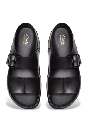 Clarks Torford Strap in Black leather