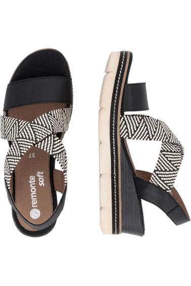 Remonte Ladies sandal D2L54-03 in Black combi