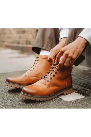 Base London Nickel Mens Combat boots in tan