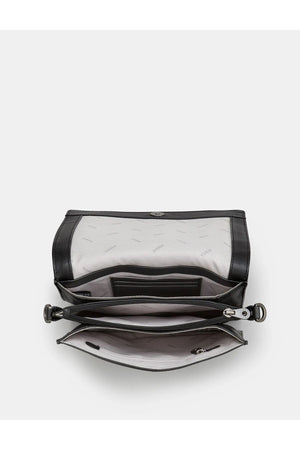 Yoshi Dickens Bookworm Multi Gusset Flap over Handbag in black
