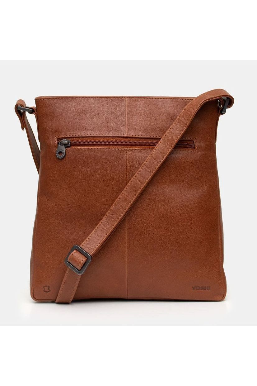 Yoshi Bryant Leather Cross Body Handbag in brown leather