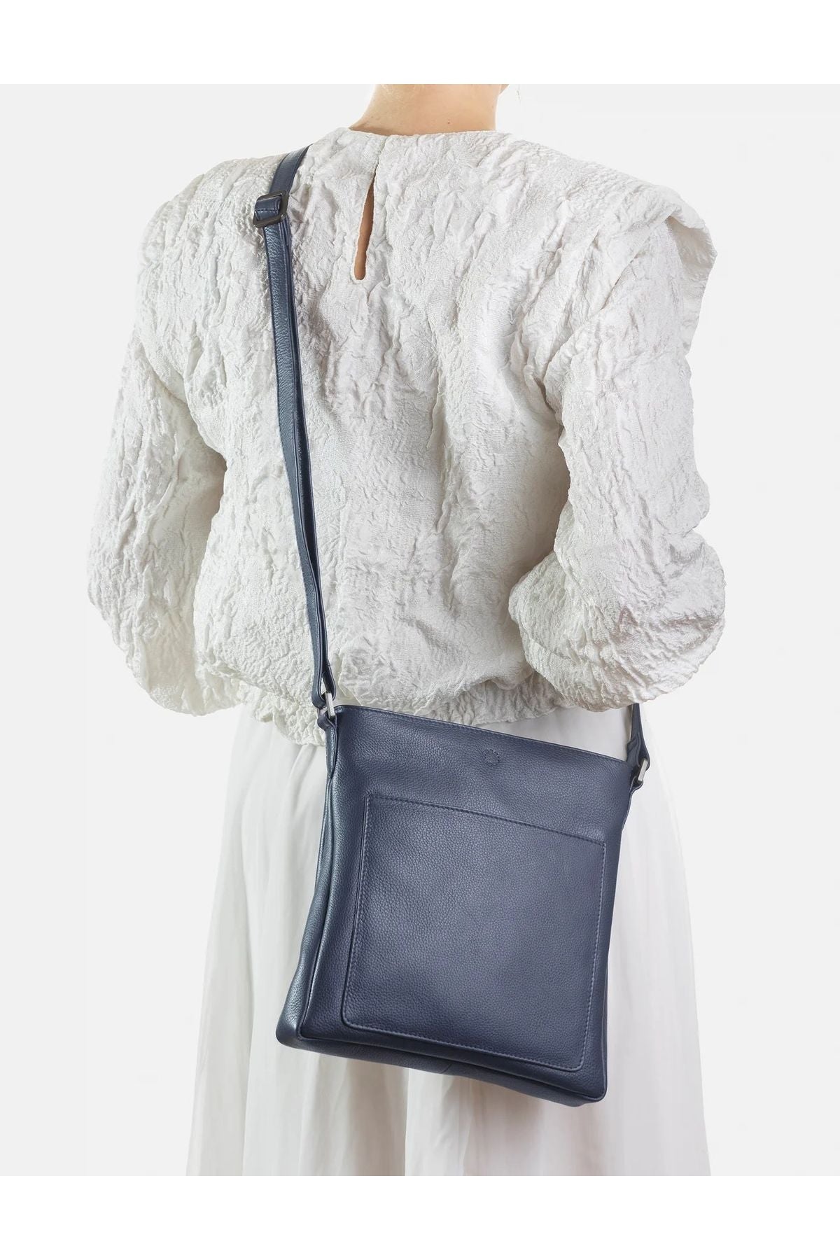 Yoshi Bryant Leather Cross Body Handbag in navy leather