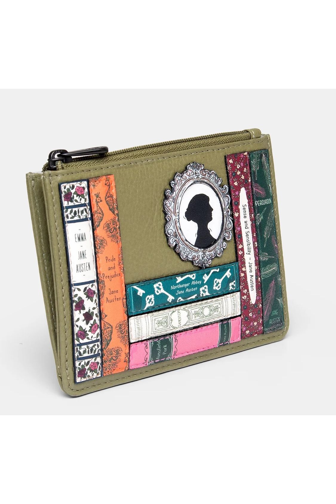 Yoshi Jane Austen Bookworm Zip Top Purse Olive Y1321