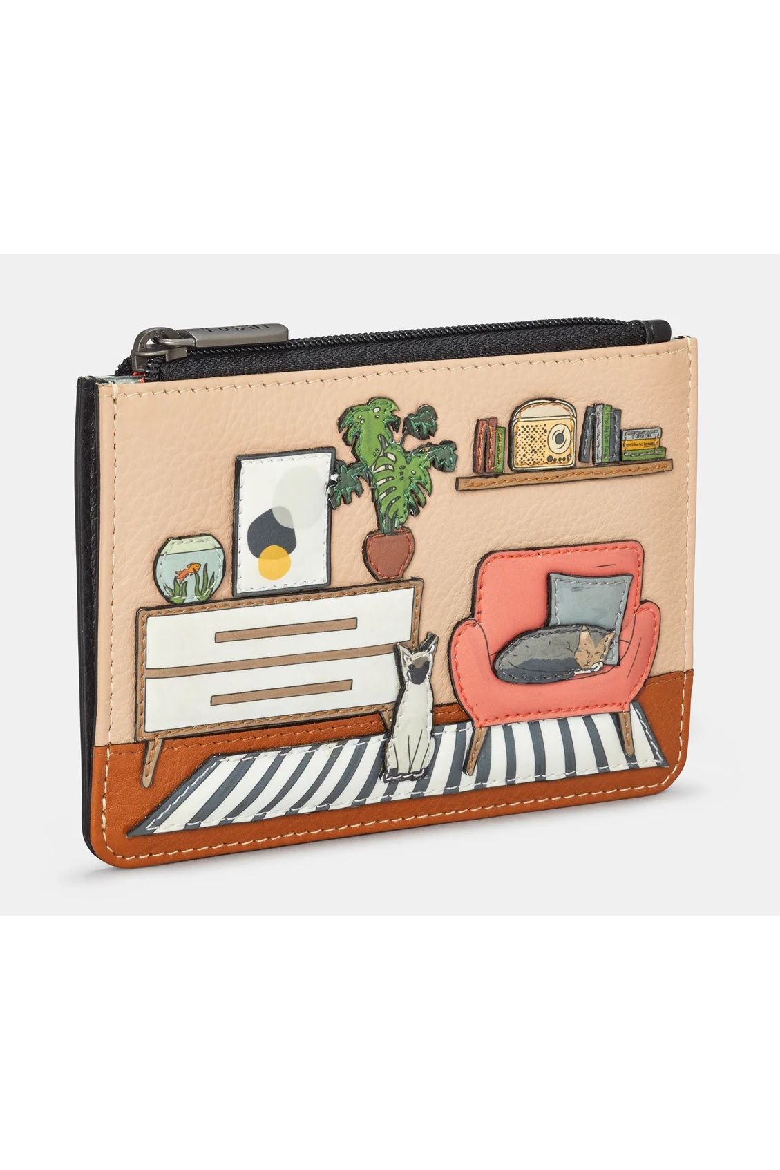 Yoshi Cat Lounge Zip Top Purse black Y1321