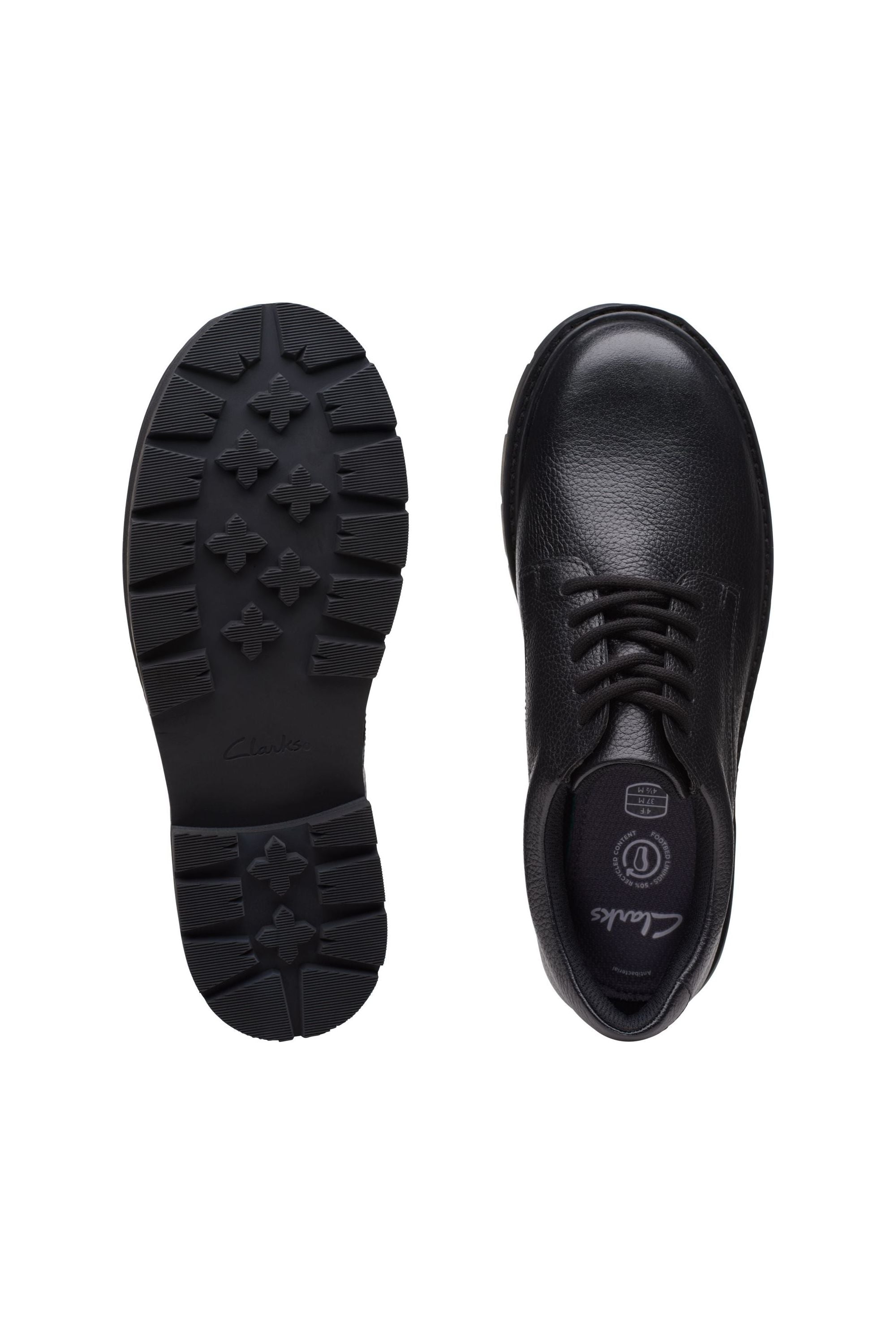 Clarks Prague Lace Youth in Black Leather