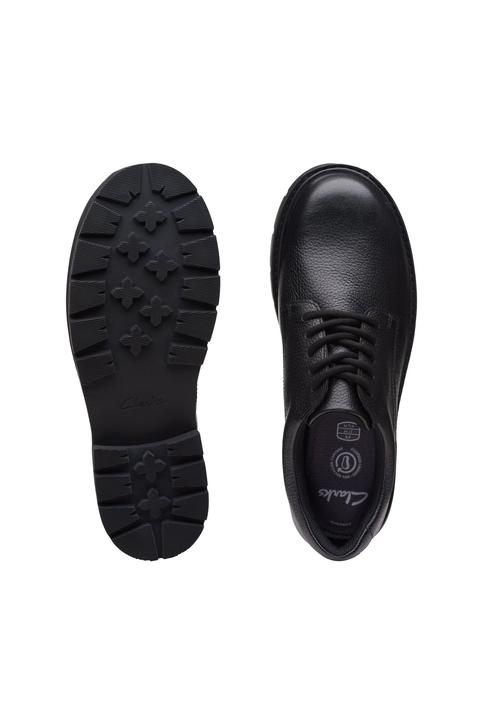 Clarks Prague Lace. Y in Black Leather