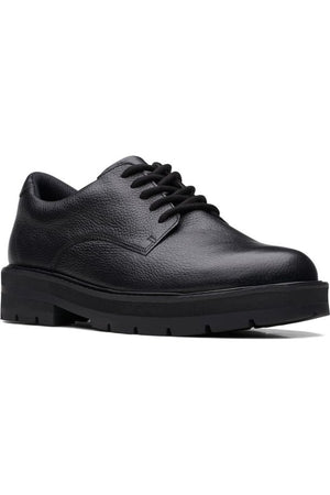 Clarks Prague Lace Youth in Black Leather