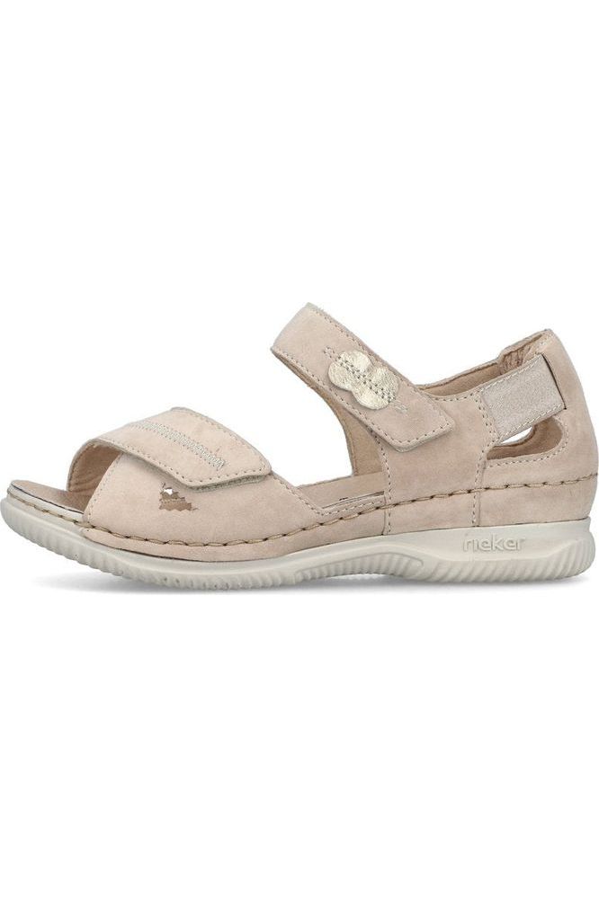 Rieker Ladies sandal V7474 60 Wide fitting in Beige Meeks Shoes