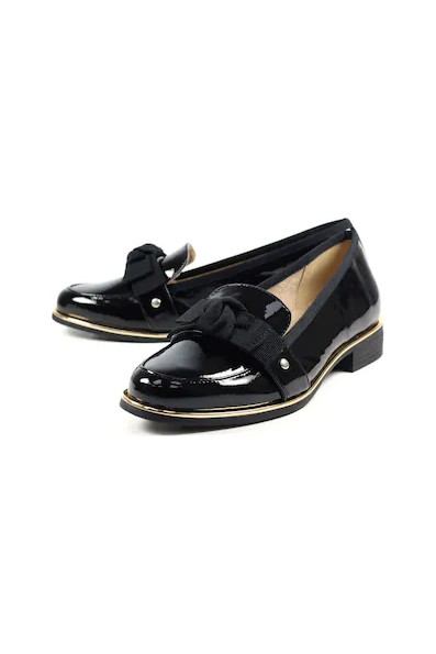 Lunar Elgin FLB 105 black patent ladies smart shoe