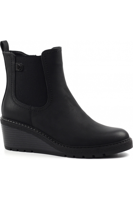 Lunar Tia Black Wedge Ankle Boot GLC003