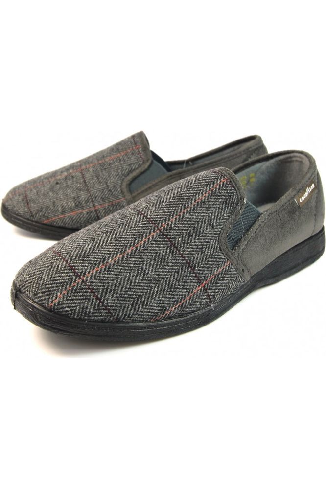 Lunar KMG116 Goodyear Harrison Grey Tweed Slipper