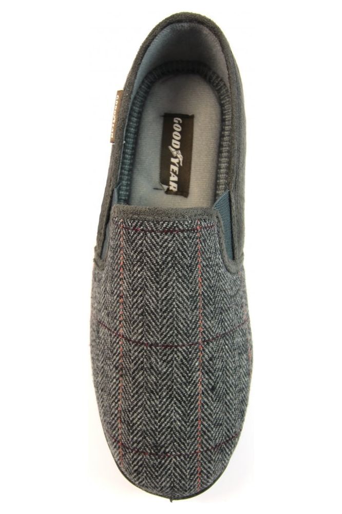 Lunar KMG116 Goodyear Harrison Grey Tweed Slipper