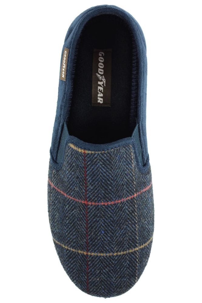 Lunar KMG116 Goodyear Harrison Navy Tweed Slipper