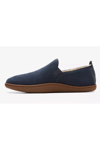Clarks Home Mocc navy suede mens slipper