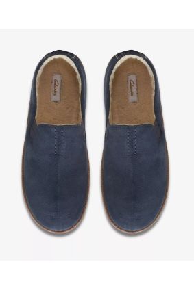 Clarks Home Mocc navy suede mens slipper