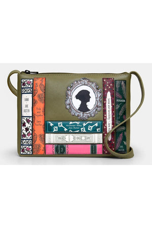 Yoshi Jane Austen Bookworm Cross Body Bag in Olive