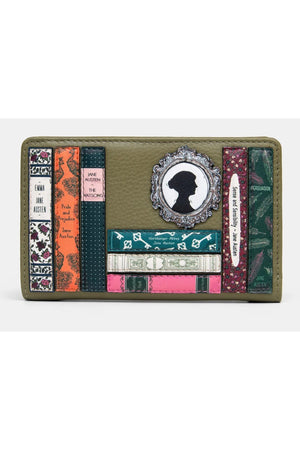 Yoshi Jane Austen Bookworm Zip around Purse Olive Y1089