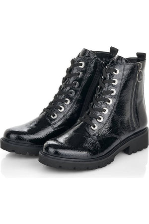 Remonte D8671-02 Ladies black patent boots
