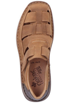 Rieker Mens Leather Fisherman Sandal 03078-25 Brown