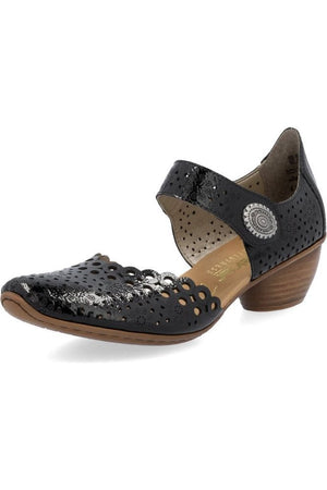 Rieker Women's Shoes 43753-02 in black patent