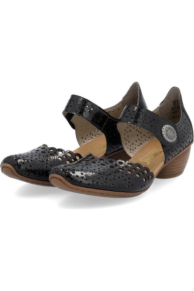 Rieker Women's Shoes 43753-02 in black patent