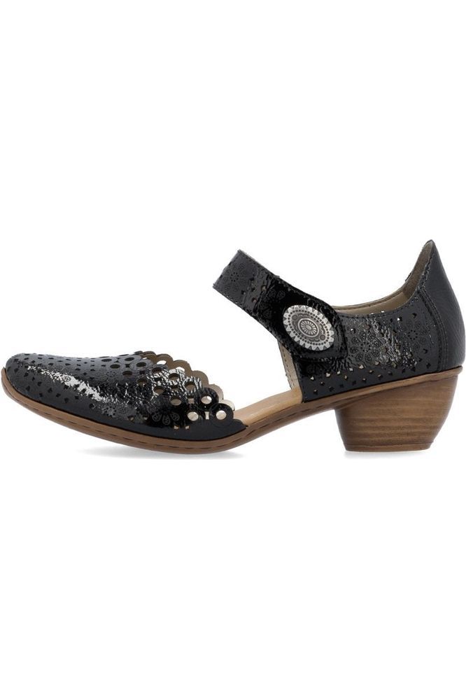 Rieker Women's Shoes 43753-02 in black patent